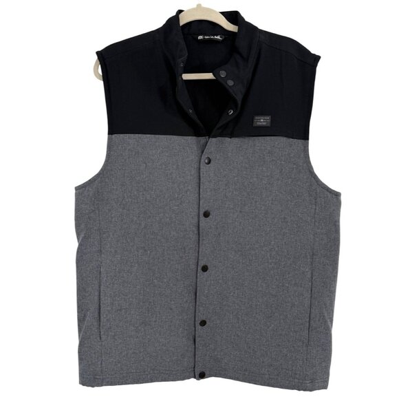 Travis Mathew Navigational Report Vest Black & Gray Snap Button Golf Size L - Picture 2 of 9